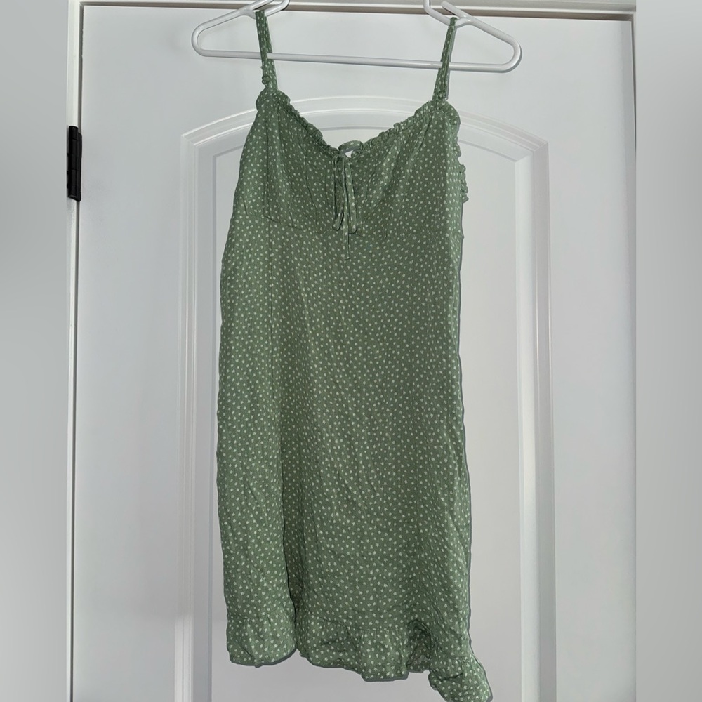 La Hearts Sage Green Dress with White accents